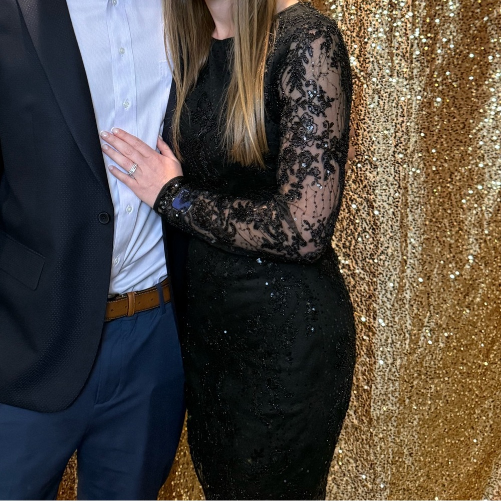 Altar'd State Black Beaded Long Sleeve Dress